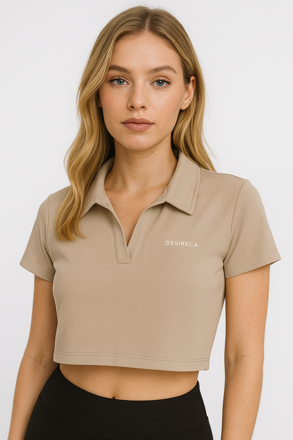 DESIRECA -V-Neck Lapel Crop Top