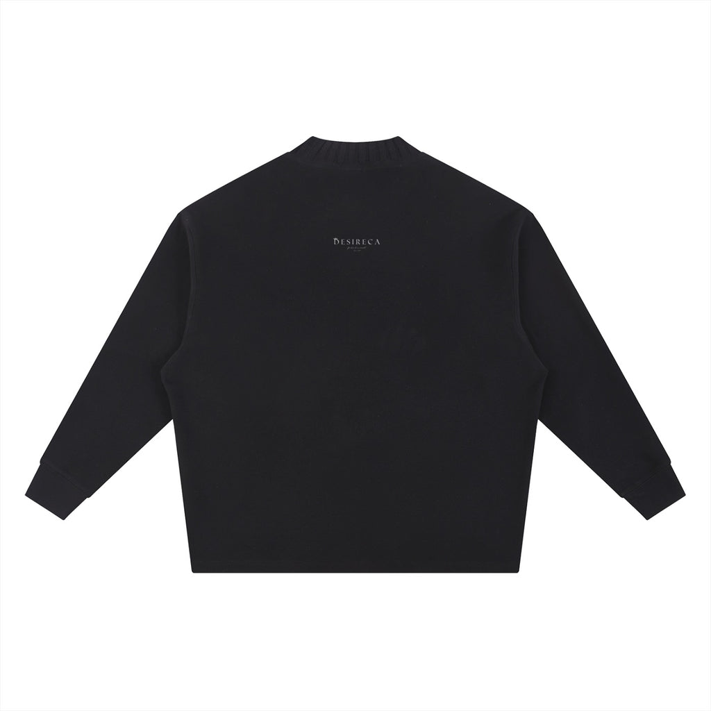 DESIRECA -Knitted Round Neck Oversize Sweatshirt